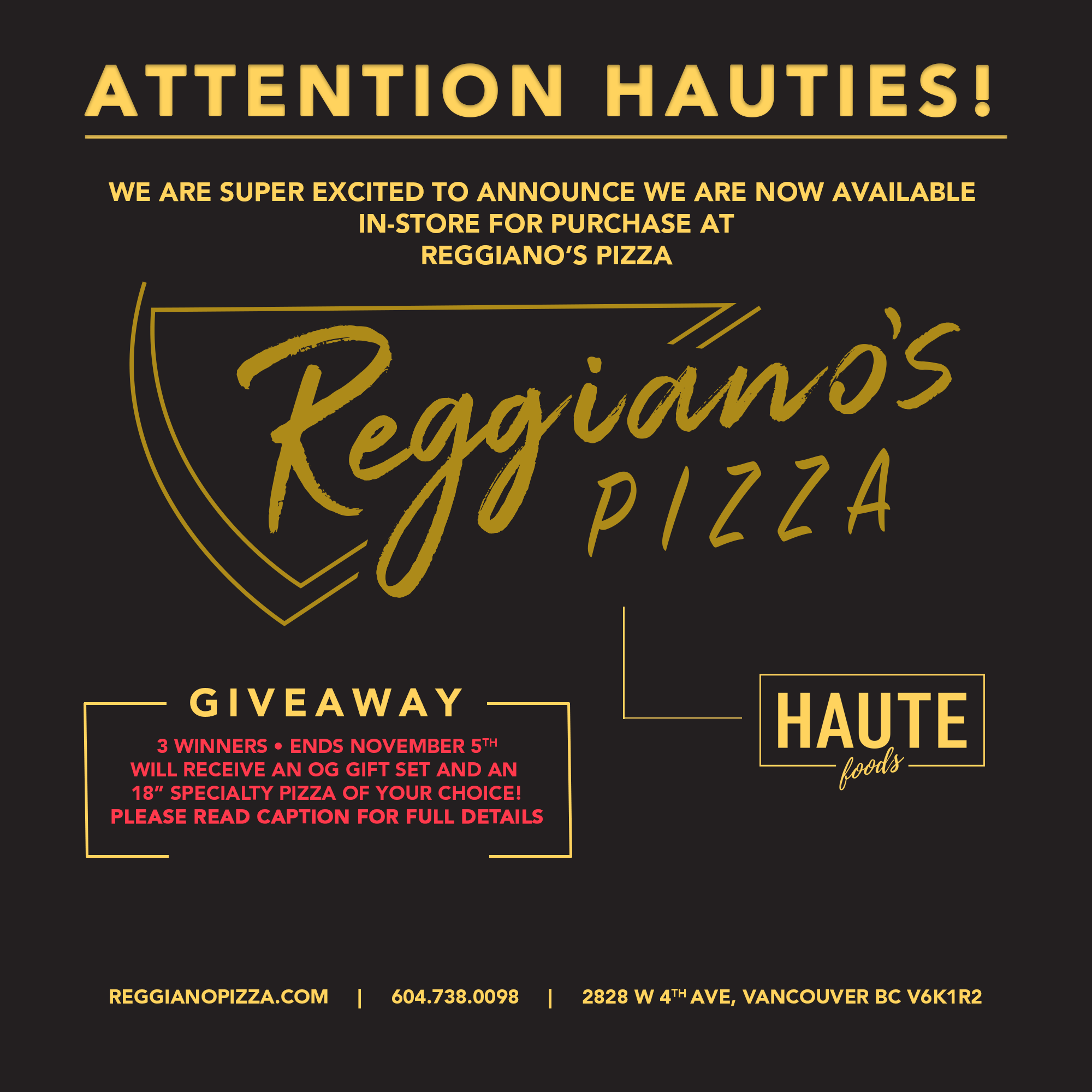 REGGIANO'S PIZZA + HAUTE FOODS GIVEAWAY! - Haute Foods